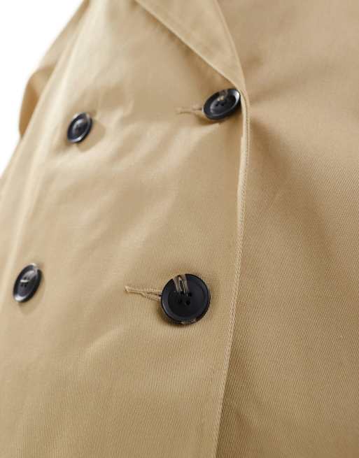 ASOS DESIGN short trench coat in stone