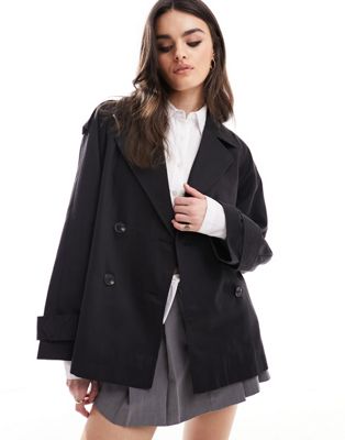 ASOS DESIGN short trench coat in black