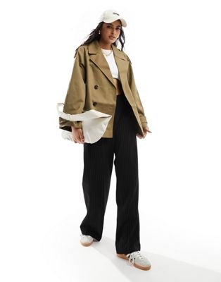 ASOS DESIGN short twill trench coat in olive - ASOS Price Checker