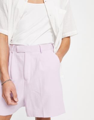 ASOS DESIGN - Short van crêpestof met wijde pijpen in lila