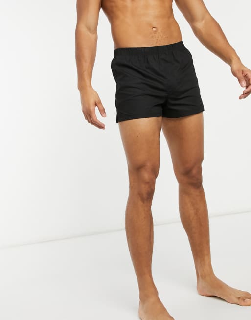 ASOS DESIGN 3 pack woven boxers in black save