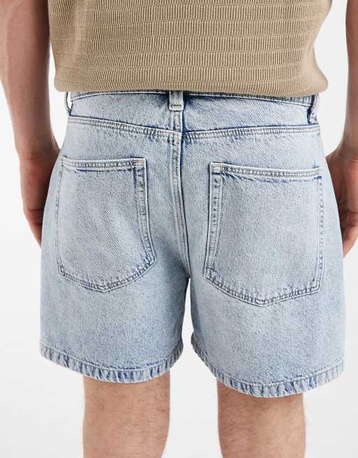 ASOS DESIGN shorter length denim jorts in light wash blue, 5 of 5