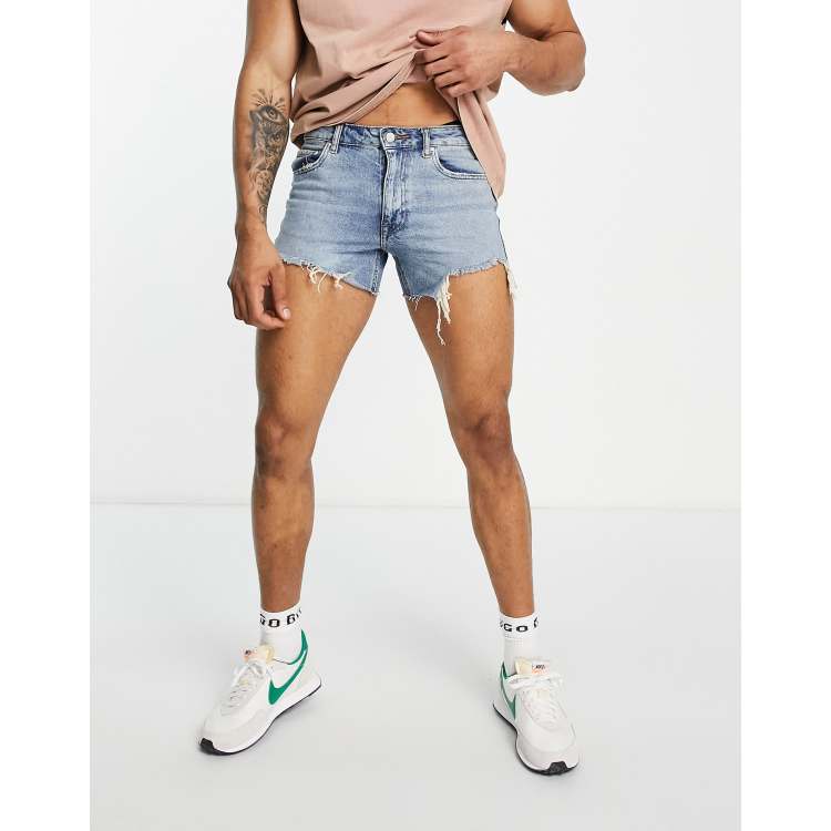 Men Ripped Denim Half Length Jeans Shorts Jeans Mid Pants Casual Summer  Shorts