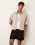 [ASOS DESIGN] ASOS DESIGN shorter length denim shorts with pleats in black W28 BLACK