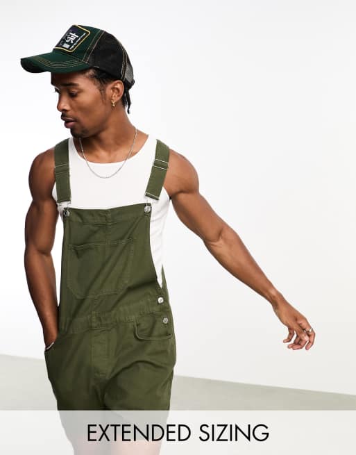 ASOS DESIGN shorter length dungaree in green