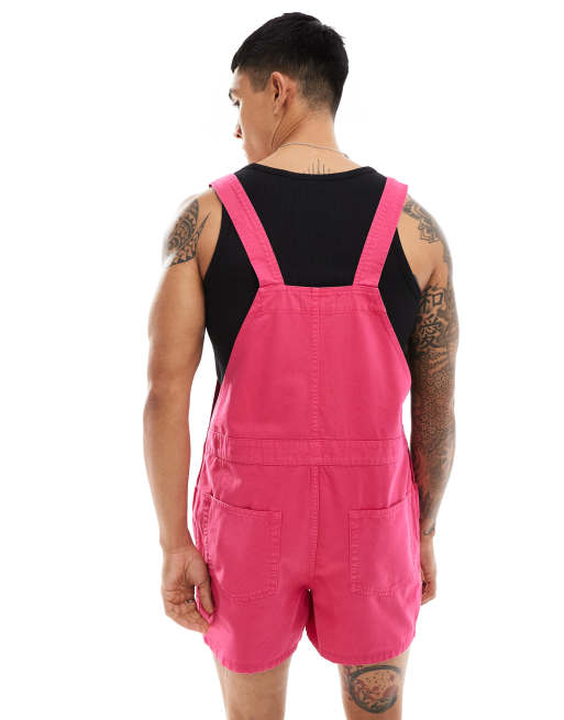 ASOS DESIGN shorter length overalls in bright pink | ASOS