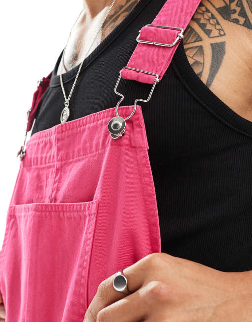 ASOS DESIGN shorter length overalls in bright pink | ASOS