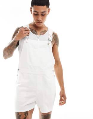 shorter length overalls in white