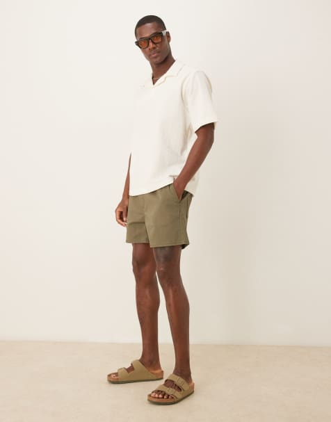 ASOS DESIGN shorter length pull on bermuda shorts in khaki - view 1
