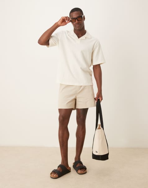 ASOS DESIGN shorter length pull on bermuda shorts in stone - view 1