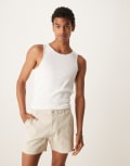 [ASOS DESIGN] ASOS DESIGN shorter length pull on chino shorts in stone-Neutral M STONE