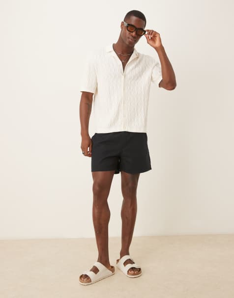 ASOS DESIGN shorter length pull on linen blend short in black - view 1