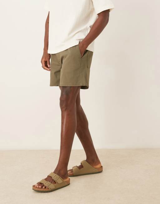 ASOS DESIGN shorter length pull on loose shorts in khaki, 3 of 5