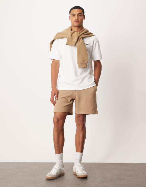 ASOS DESIGN shorter length short in beige 