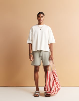 ASOS DESIGN shorter length short in sage green - view 1