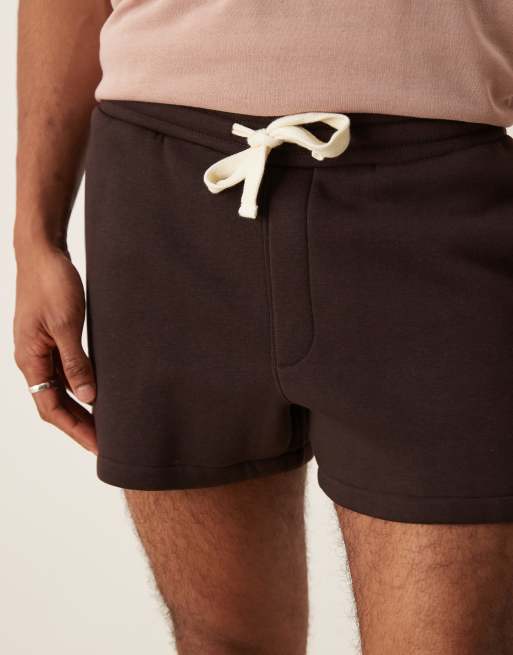 ASOS DESIGN shorter length shorts in brown 