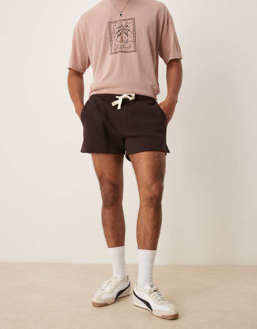 ASOS DESIGN shorter length shorts in brown 