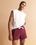 [ASOS DESIGN] ASOS DESIGN shorter length shorts in burgundy-Red L MAROON BANNER