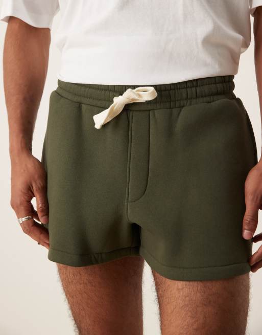 ASOS DESIGN shorter length shorts in khaki green
