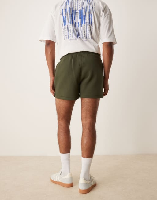 ASOS DESIGN shorter length shorts in khaki green