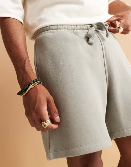 ASOS DESIGN shorter length shorts in sage green