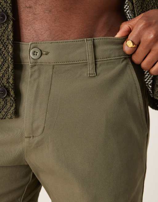 ASOS DESIGN shorter length skinny chino shorts in khaki