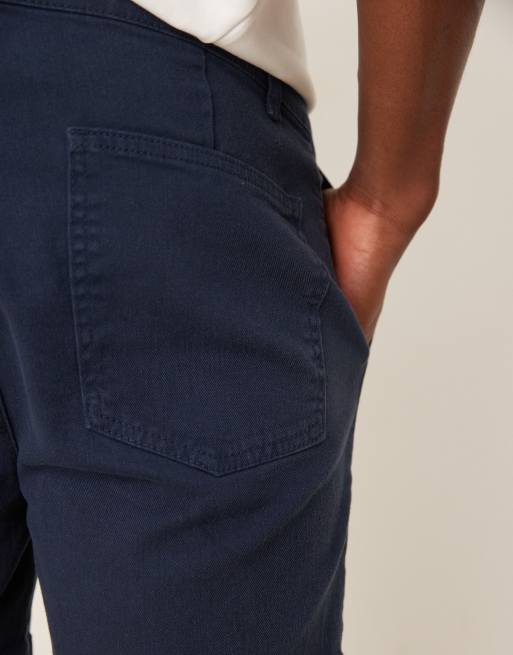 ASOS DESIGN shorter length skinny chino shorts in navy, 4 of 5