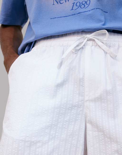 ASOS DESIGN shorter length striped shorts in white