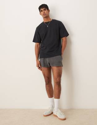 Asos Design Shorter Length Terrycloth Shorts In Gray