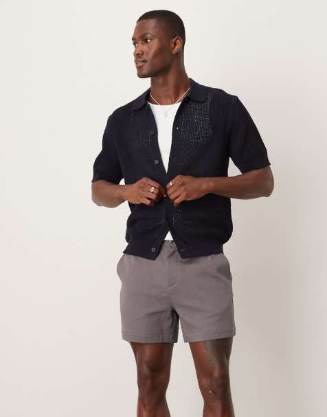 ASOS DESIGN shorter length textured shorts in gray - view 1
