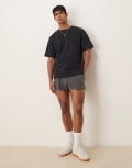 [ASOS DESIGN] ASOS DESIGN shorter length towelling shorts in charcoal-Grey M CHARCOAL