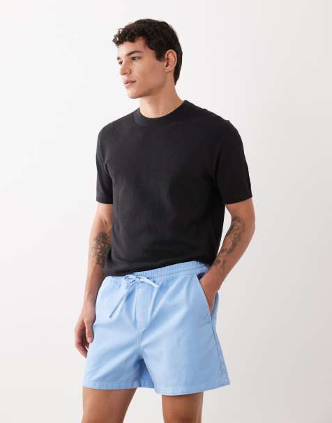 ASOS DESIGN shorter length wide elasticated shorts in blue - view 1