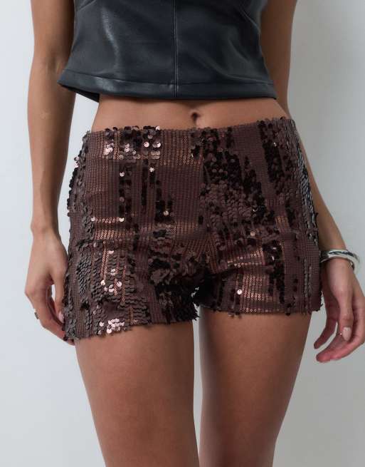 ASOS DESIGN shorts à sequins dispersés couleur chocolat, 5 de 5