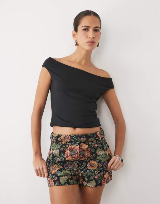 ASOS DESIGN shorts aderenti co-ord corto con stampa floreale tapestry, 1 di 5