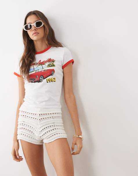 ASOS DESIGN – Shorts aus Häkelstrick mit Muschelsaum, Kombiteil - view 1