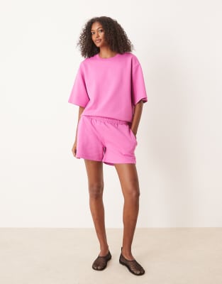 ASOS DESIGN - Shorts aus Interlock-Stoff in Rosa, Kombiteil
