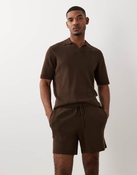 ASOS DESIGN – Shorts aus kompaktem Strick in Braun, Kombiteil - view 1
