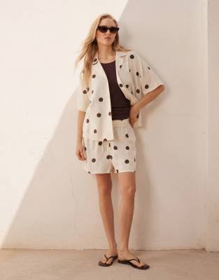 Shorts aus Leinen mit Polka Dots, Kombiteil-Bunt Bunt 42