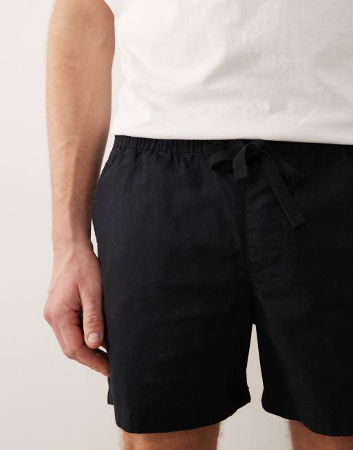 ASOS DESIGN – Shorts aus Leinenmix in Schwarz mit schmalem, kürzerem Schnitt, 5 von 5