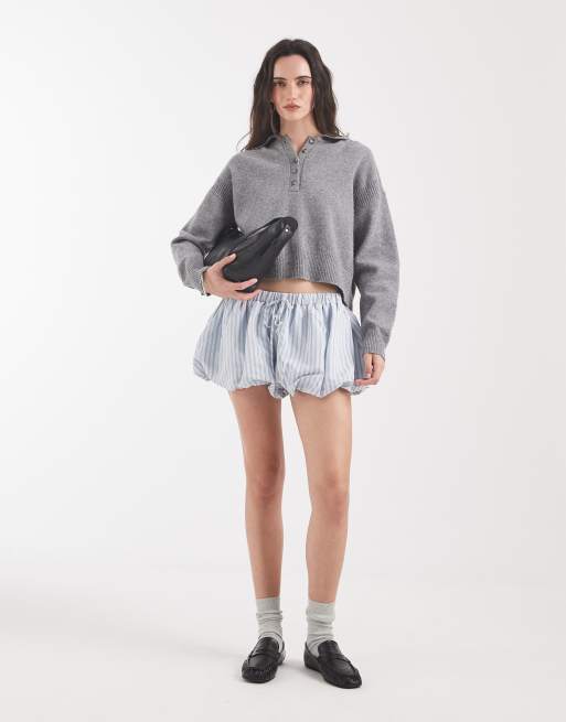 ASOS DESIGN shorts con fondo a palloncino a righe blu, 3 di 5
