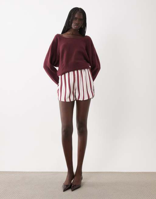 ASOS DESIGN shorts de satén de conjunto a rayas, 2 de 5