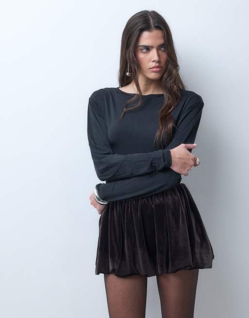ASOS DESIGN shorts globo de terciopelo de conjunto en chocolate, 5 de 5