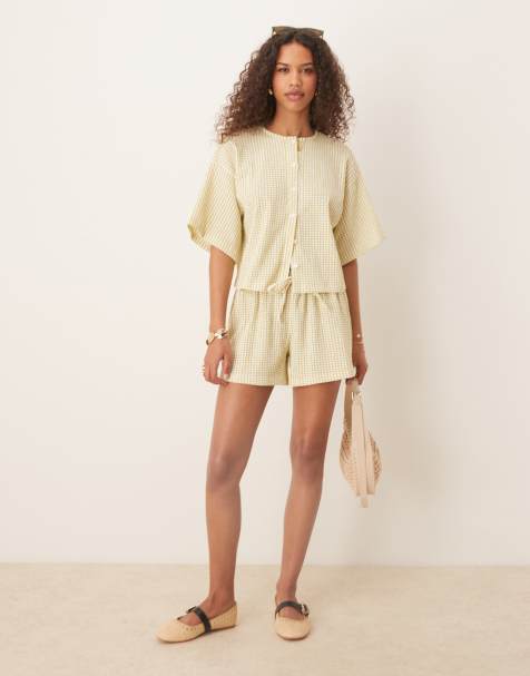 ASOS DESIGN - Shorts i bokserstil med tekstureret grønt tern - Del af sæt - view 1