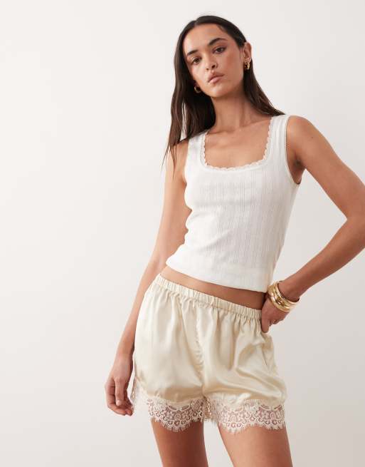 ASOS DESIGN – Shorts i satin med spetskant, 3 av 5
