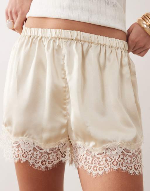ASOS DESIGN – Shorts i satin med spetskant, 4 av 5