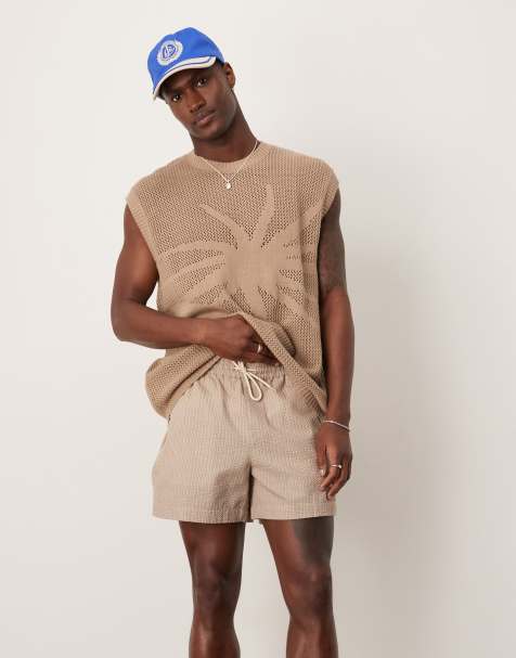 ASOS DESIGN shorts in beige and white stripe - view 1