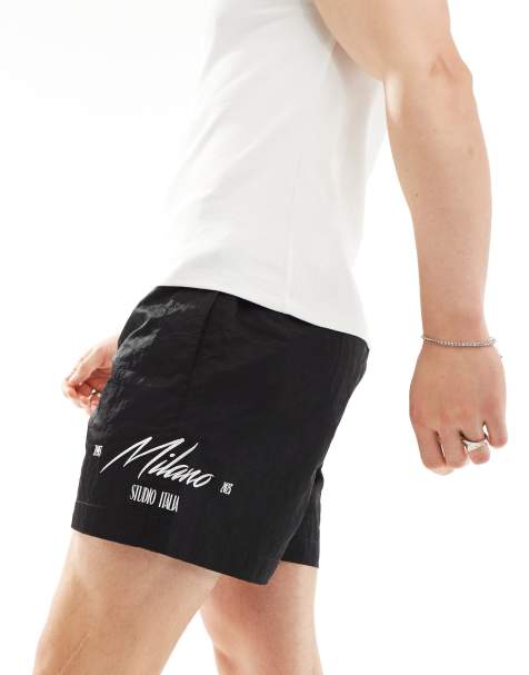 ASOS DESIGN shorts in black with embroidery detail - view 1