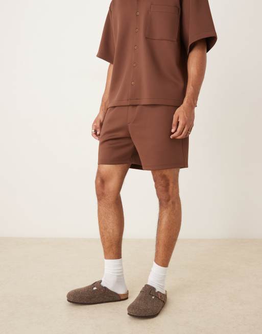 ASOS DESIGN – Shorts in Braun aus neoprenähnlichem Material, Kombiteil, 5 von 5