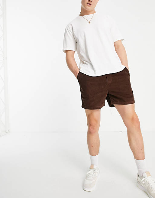 ASOS DESIGN shorts in brown cord