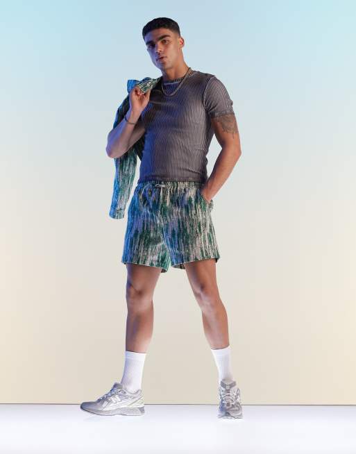 ASOS DESIGN shorts in green jacquard texture (part of a set)